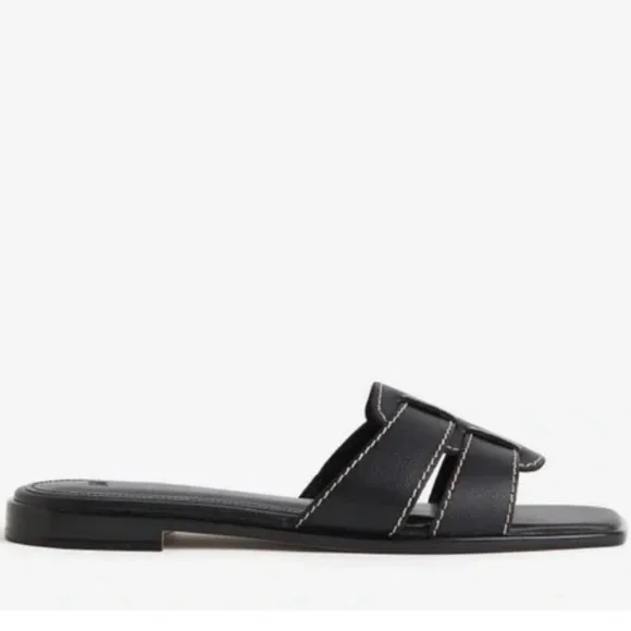 H&M Leather Black Sandals Woman’s Size 9 - Picture 5 of 9